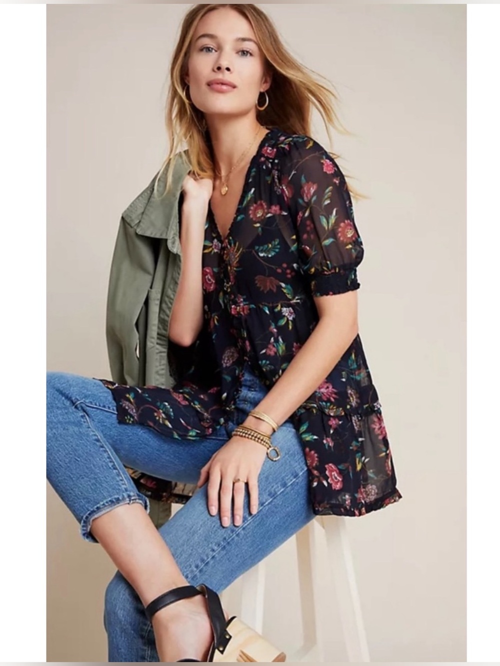 Anthropologie Salzburg Sheer Tunic Blouse - Size XS